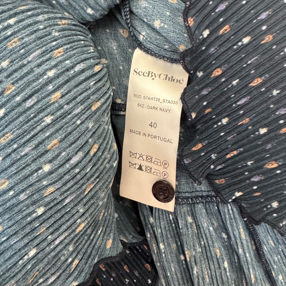 Navy Blue Ruffled Blouse - Picture 5 of 6